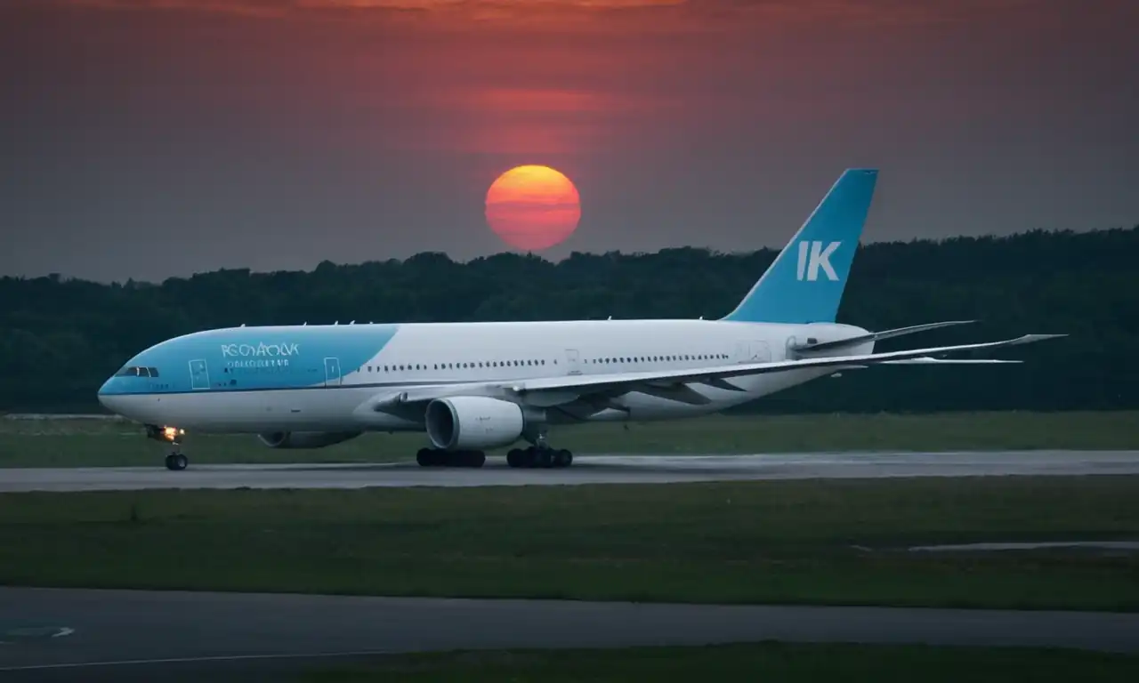 Un avión en un horario de descuentos sobre una pantalla digital