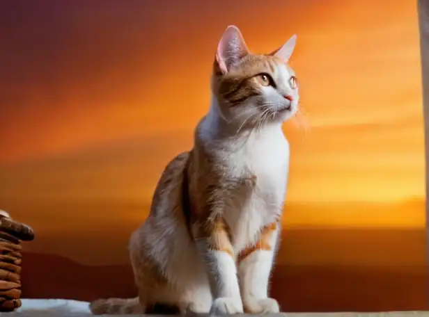 Mysterious cat standing on top of a mystical background