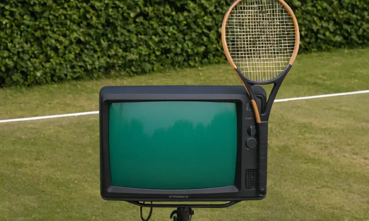 Tennis racket, TV screen, satellite dish