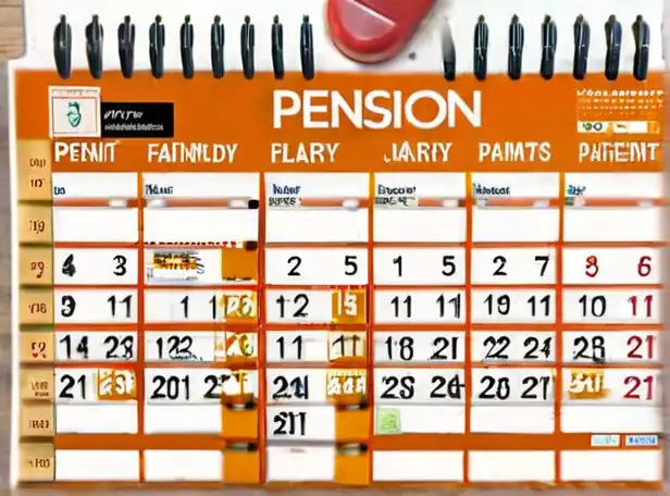 Senior citizens receiving extra pension payments in a calendar grid