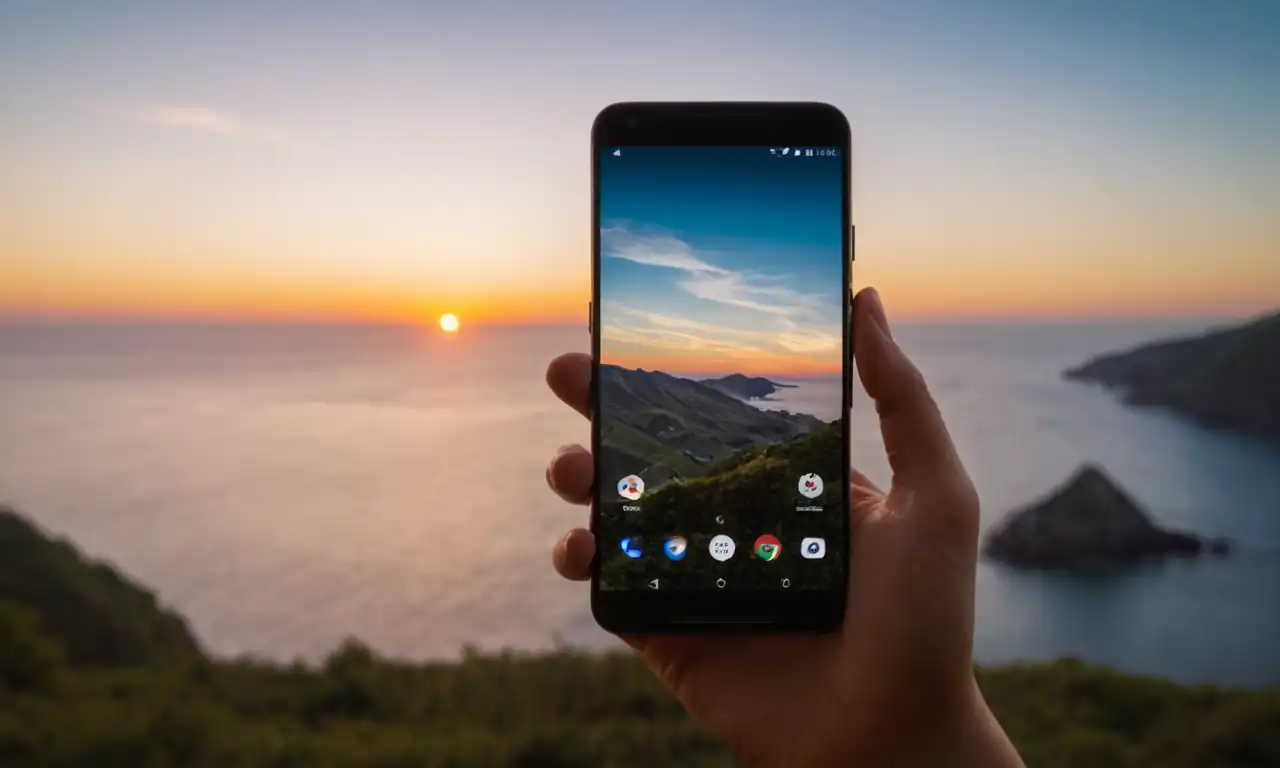 Smartphone pantalla iluminada con archivos almacenados en Google Drive