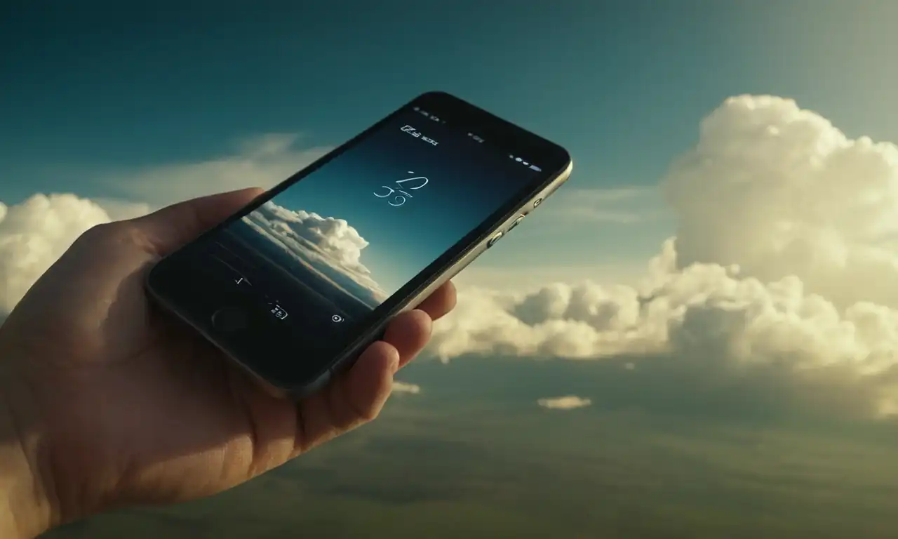 Un teléfono móvil con un archivo compartido en una nube