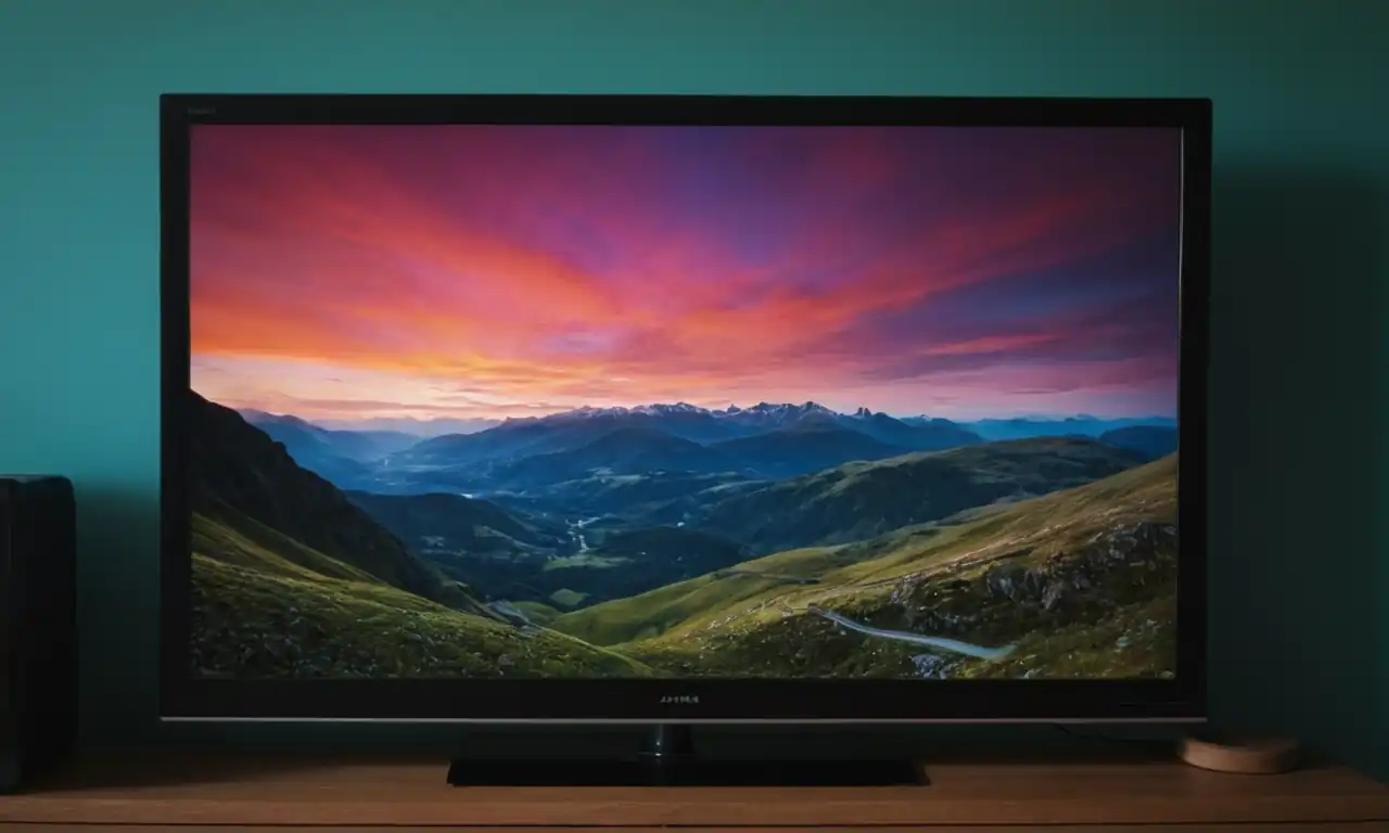 Un telón de fondo de una pantalla de televisión y un cursor moviéndose hacia una aplicación