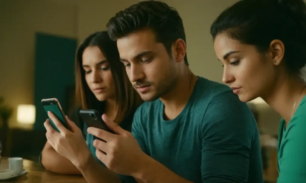 2 personas enviando mensajes en un grupo de WhatsApp en una pantalla de smartphone