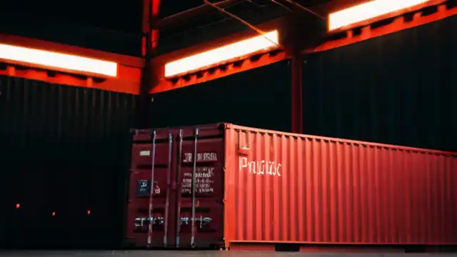 Un contenedor Docker con un fondo negro y una luz roja indicando error