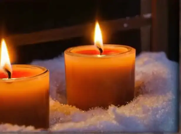 Candlelit memories of loved ones on a quiet winter night