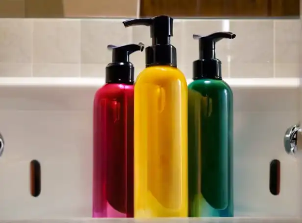 Colorful hair dye treatment in a home bathroom sink