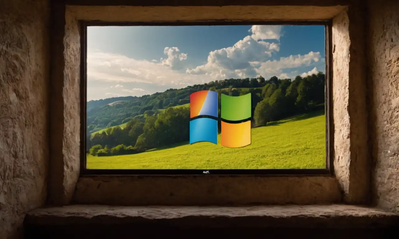 Pizarra con código y logo de Windows