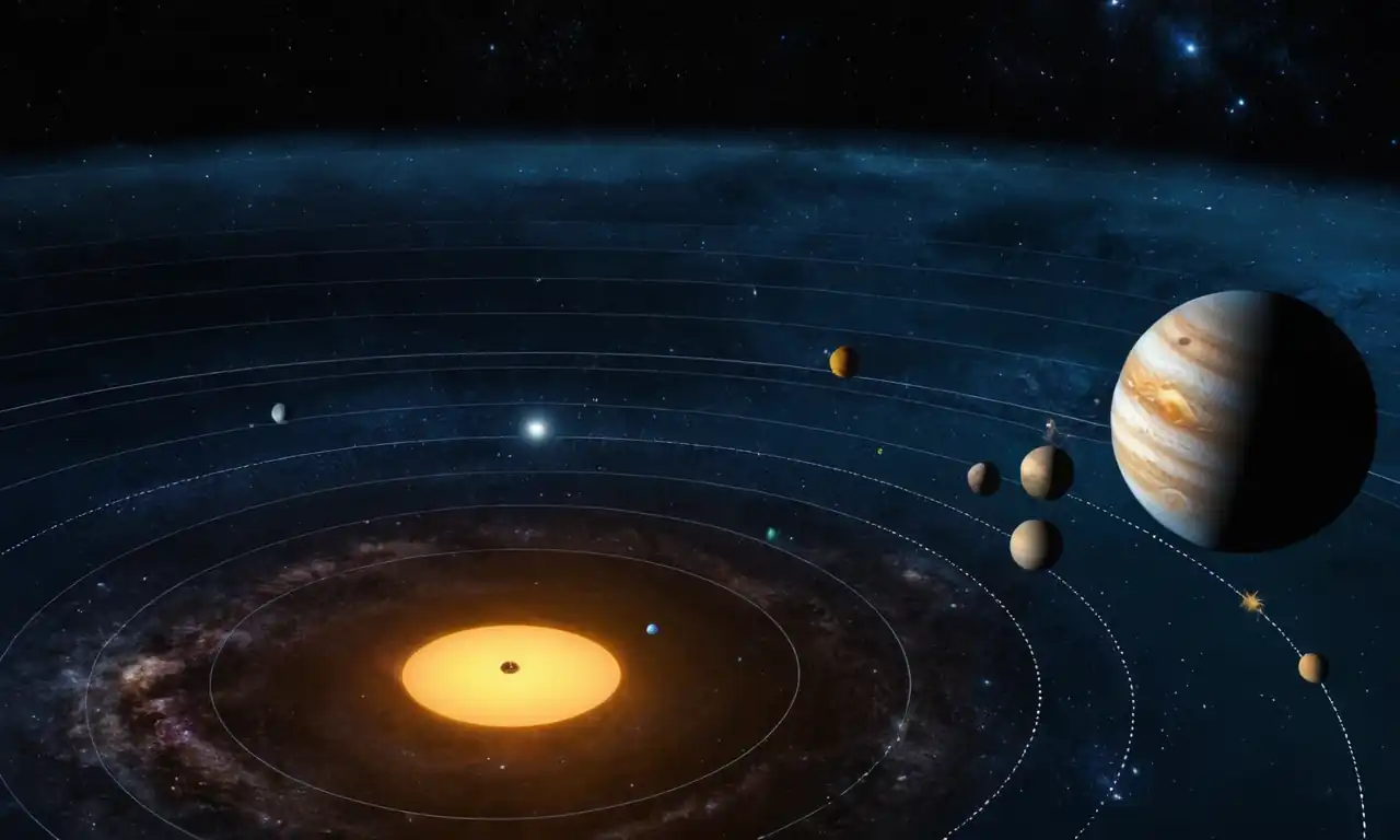 Celestial spheres, solar system diagram, measuring instruments