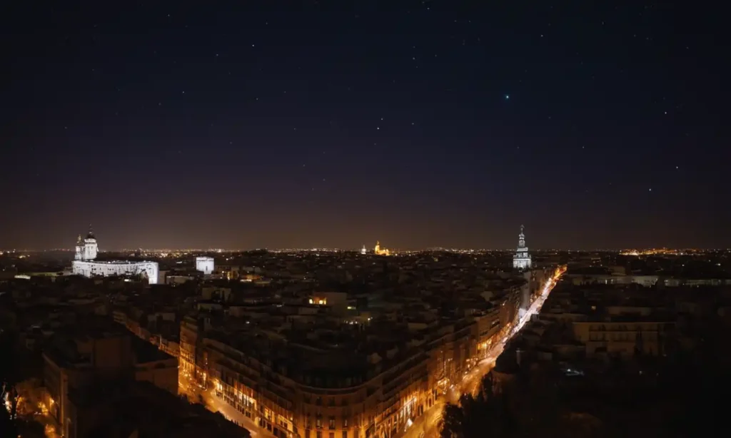 Una noche estrellada sobre la ciudad de Madrid