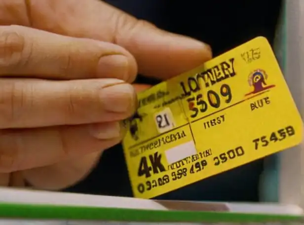 A person checking a lottery ticket at an official sales point