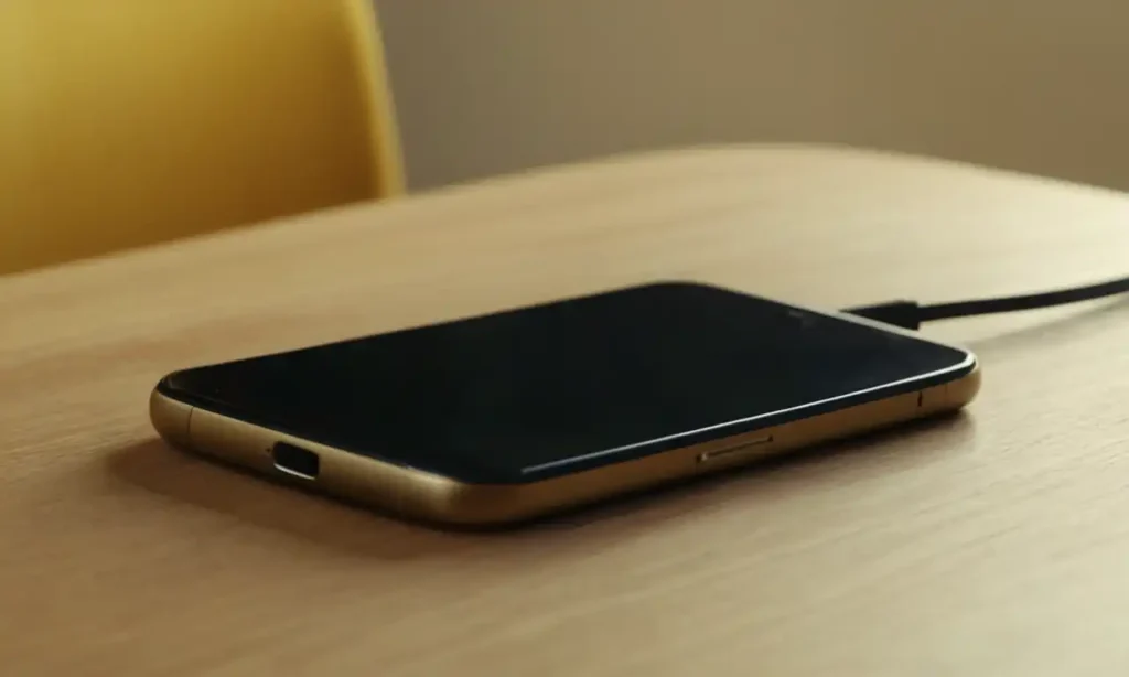 Smartphone conectado a un cable