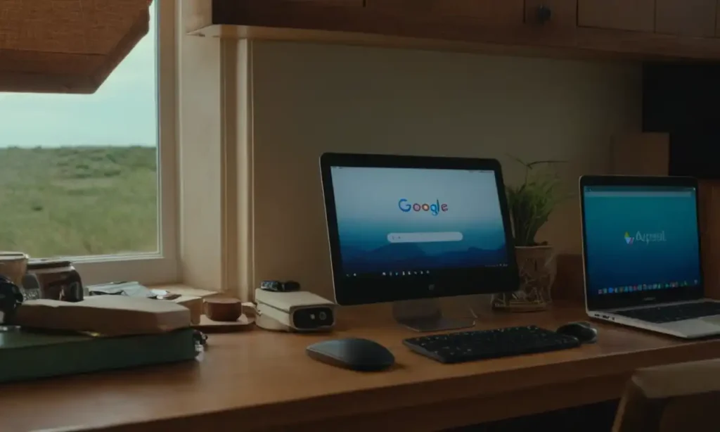 Un usuario sosteniendo un ordenador con una pestaña de Google Drive abierta