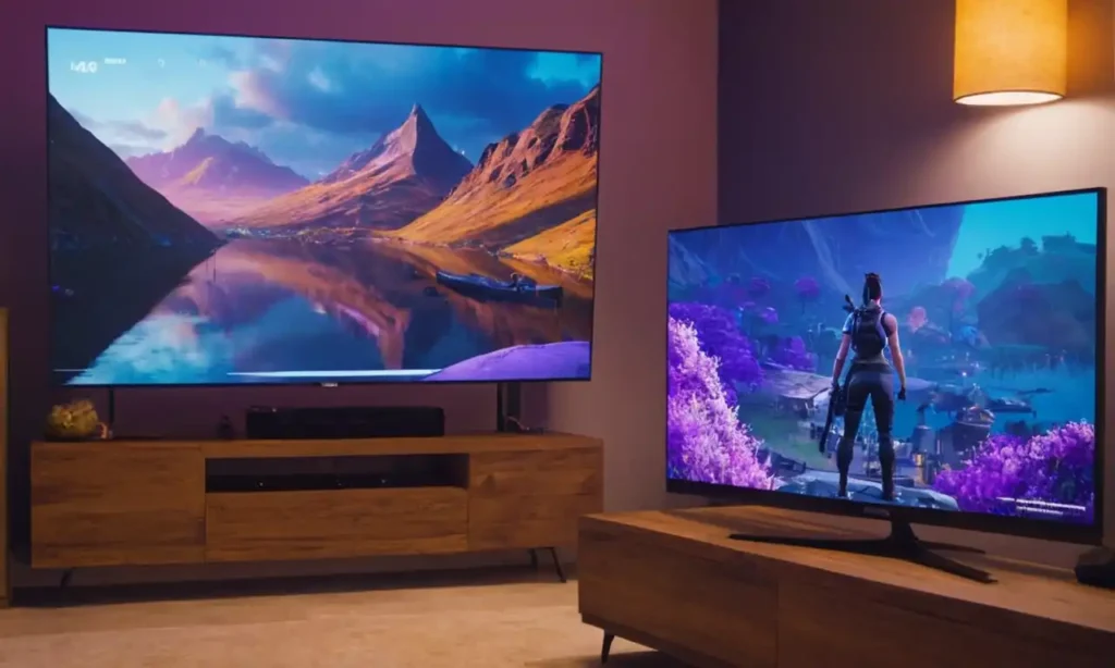 Un jugador enfocado en una pantalla de TV con su cuenta de Fortnite