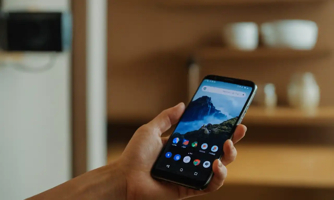 Un teléfono móvil con una galería llena de fotos y un botón Google Fotos
