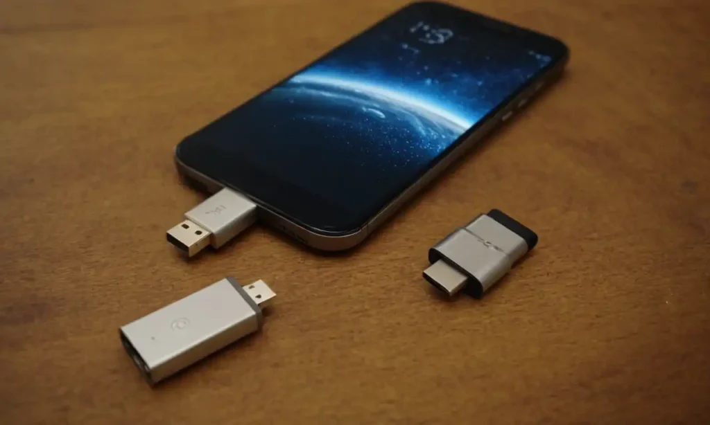 Smartphone y pendrive conectados