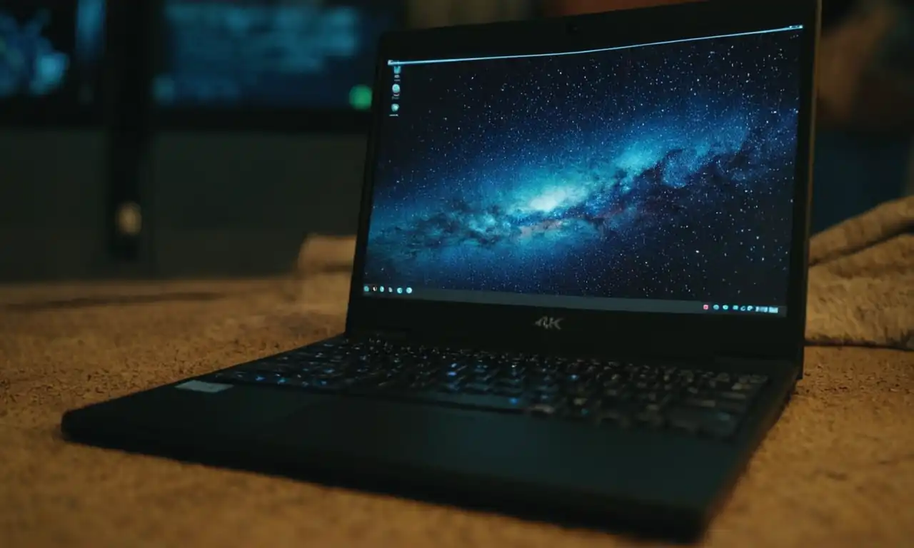 PC portátil y teclado en movimiento