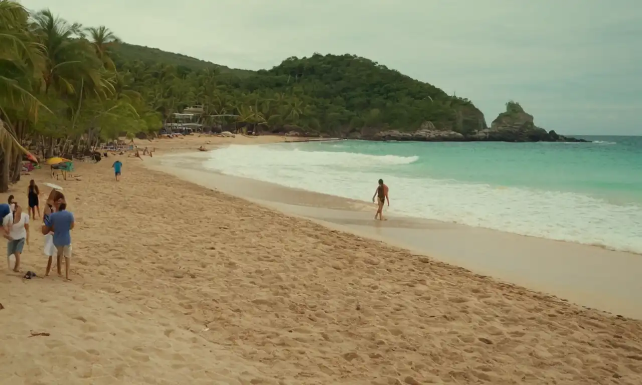 Turistas españoles disfrutando en playa tropical