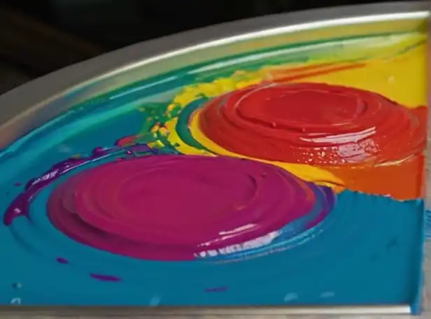 Vibrant acrylic paint blending seamlessly without brushstrokes