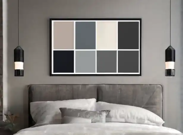 Luxurious gray paint swatches in two tones for a romantic bedroom