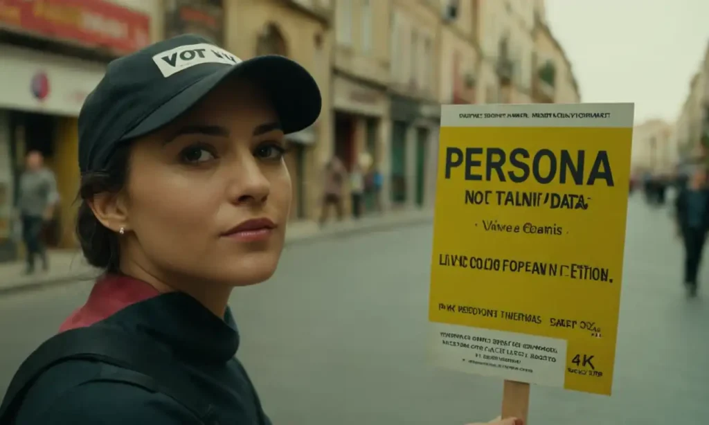 Persona con papeleta en mano frente a un cartel No Votantes Extranjeros