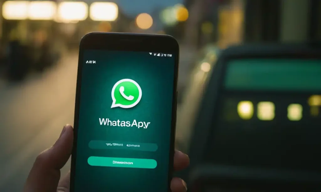 Un teléfono móvil con pantalla de WhatsApp