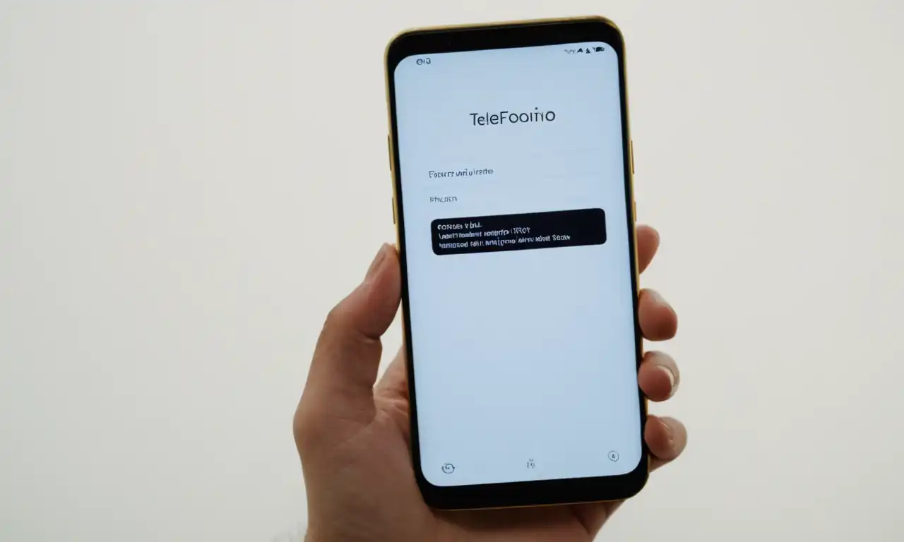 Teléfono móvil con pantalla en blanco, con iconos y texto en segundo plano