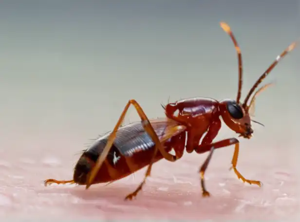 Bloodthirsty fleas on a human skin