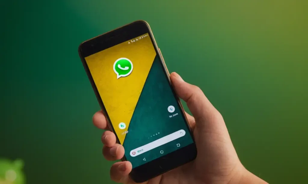 Un teléfono móvil con WhatsApp abierto