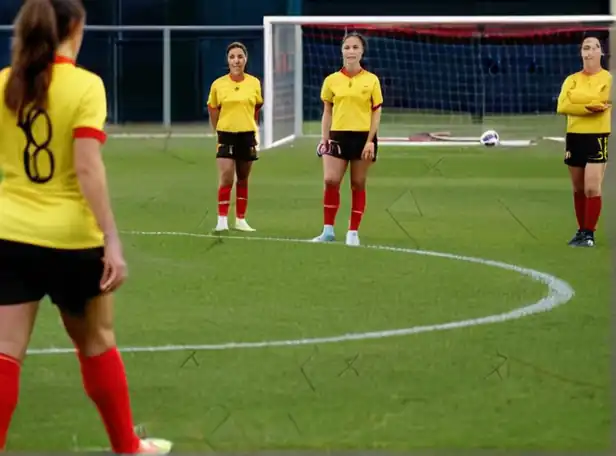 Spanish female football players on a training field with analysis graphs