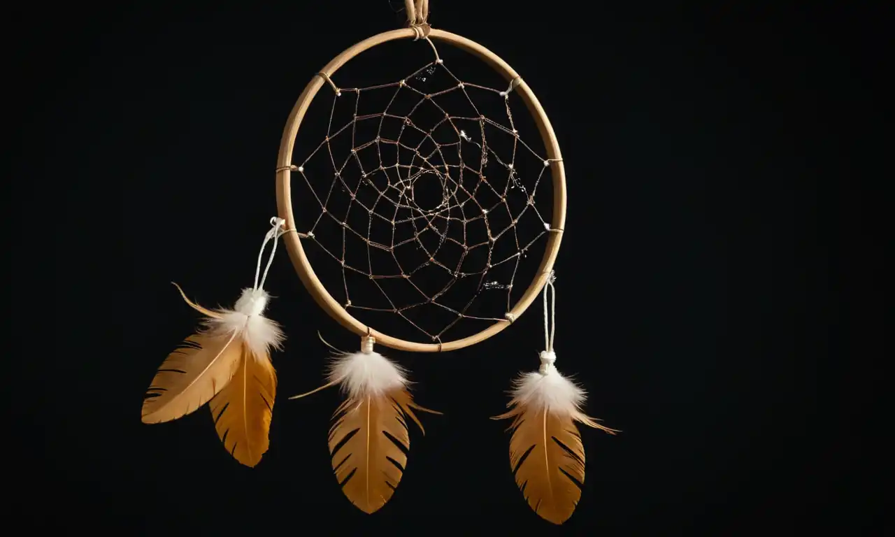 Dreamcatcher, dental mirror, teeth falling, dark background