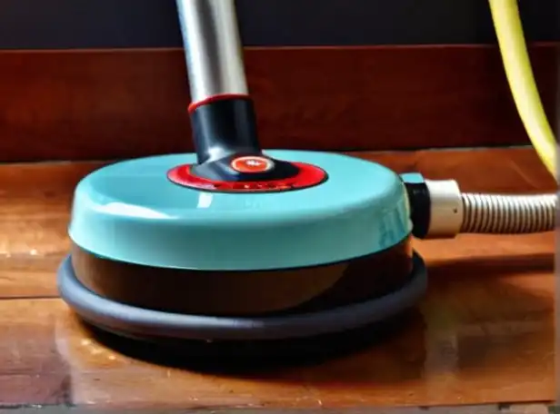 Vacuum cleaner cord on a floor with suction power gauge