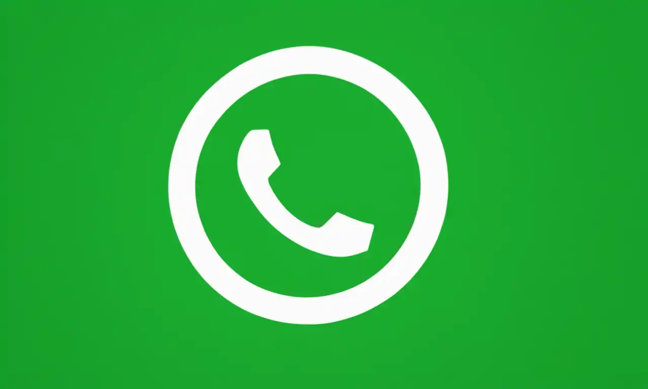 Un WhatsApp circled symbol sobre un fondo verde y blanco