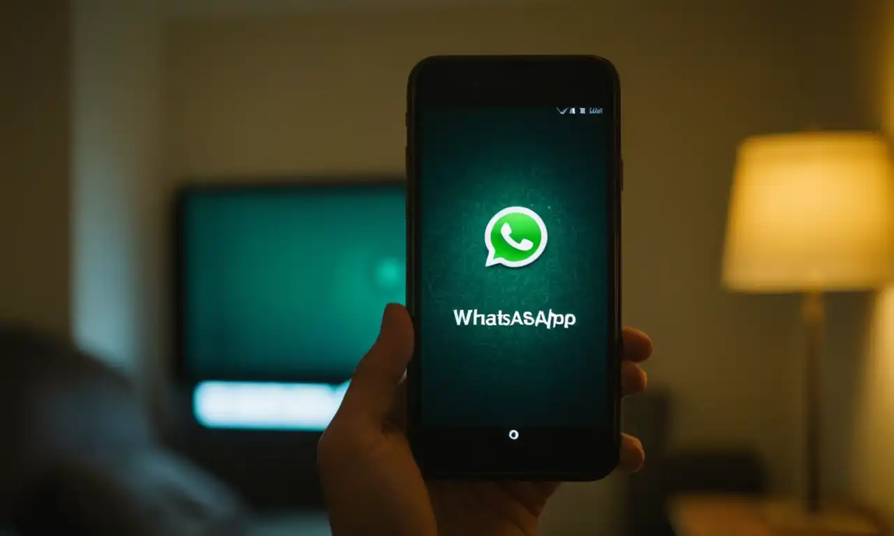 Un dispositivo móvil con pantalla iluminada, mostrando la aplicación WhatsApp