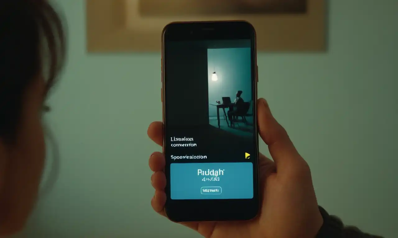 Smartphone pantalla iluminada con una conversación en espera