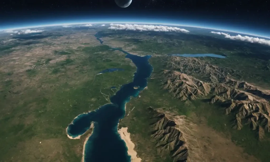 3D mapa de Google Earth con un cursor marcando un punto