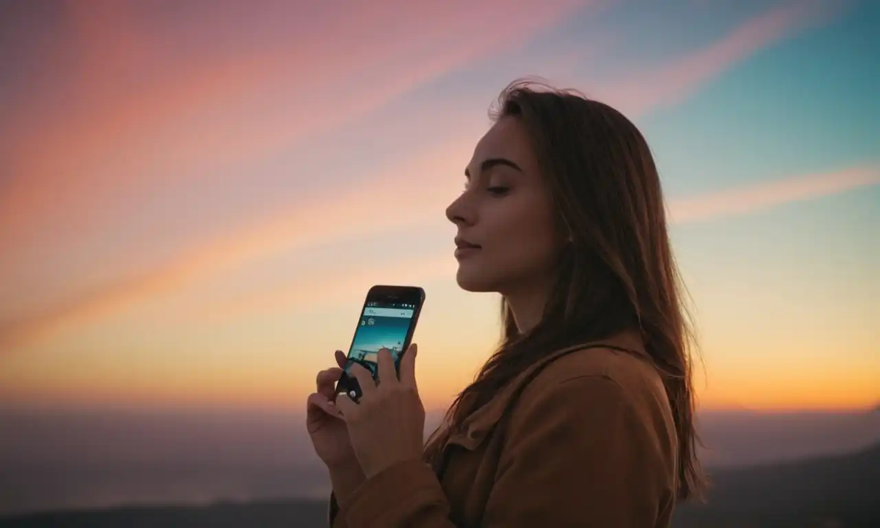 Una persona enfadada mirando su teléfono con un fondo de pantalla de Instagram