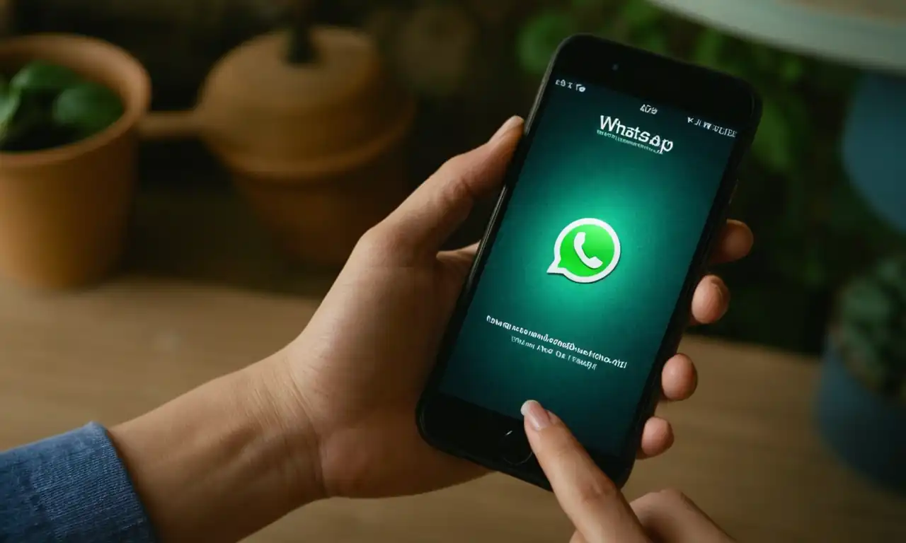 Un móvil con pantalla de WhatsApp y una flecha retroalimentada