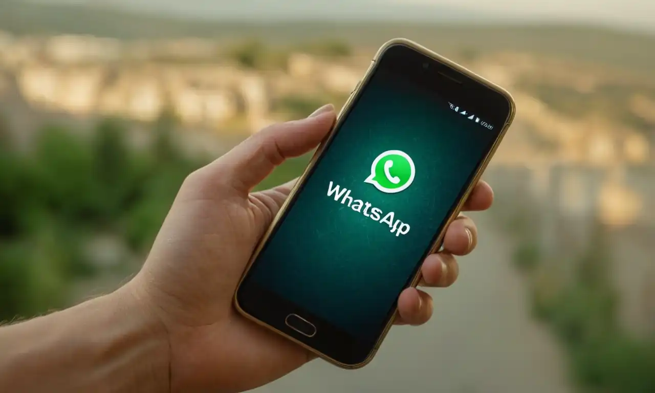 Un teléfono móvil con WhatsApp abierto