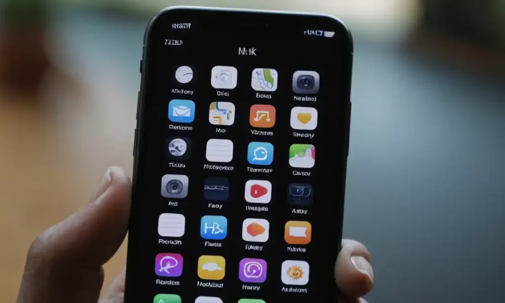iPhone pantalla negra con iconos de apps bloqueados