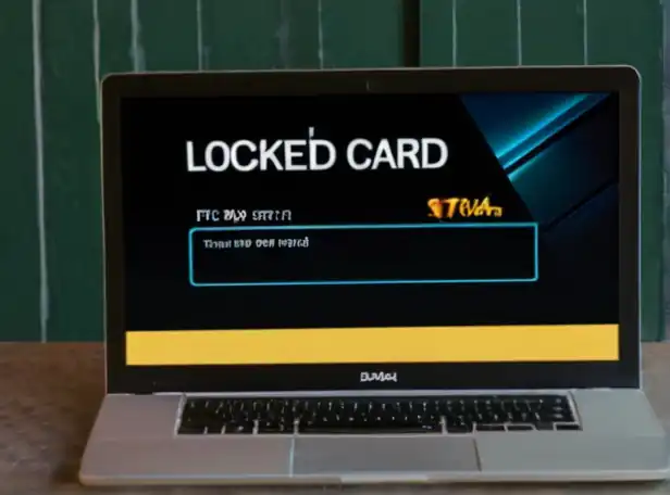 Locked credit card on a computer screen with error messages