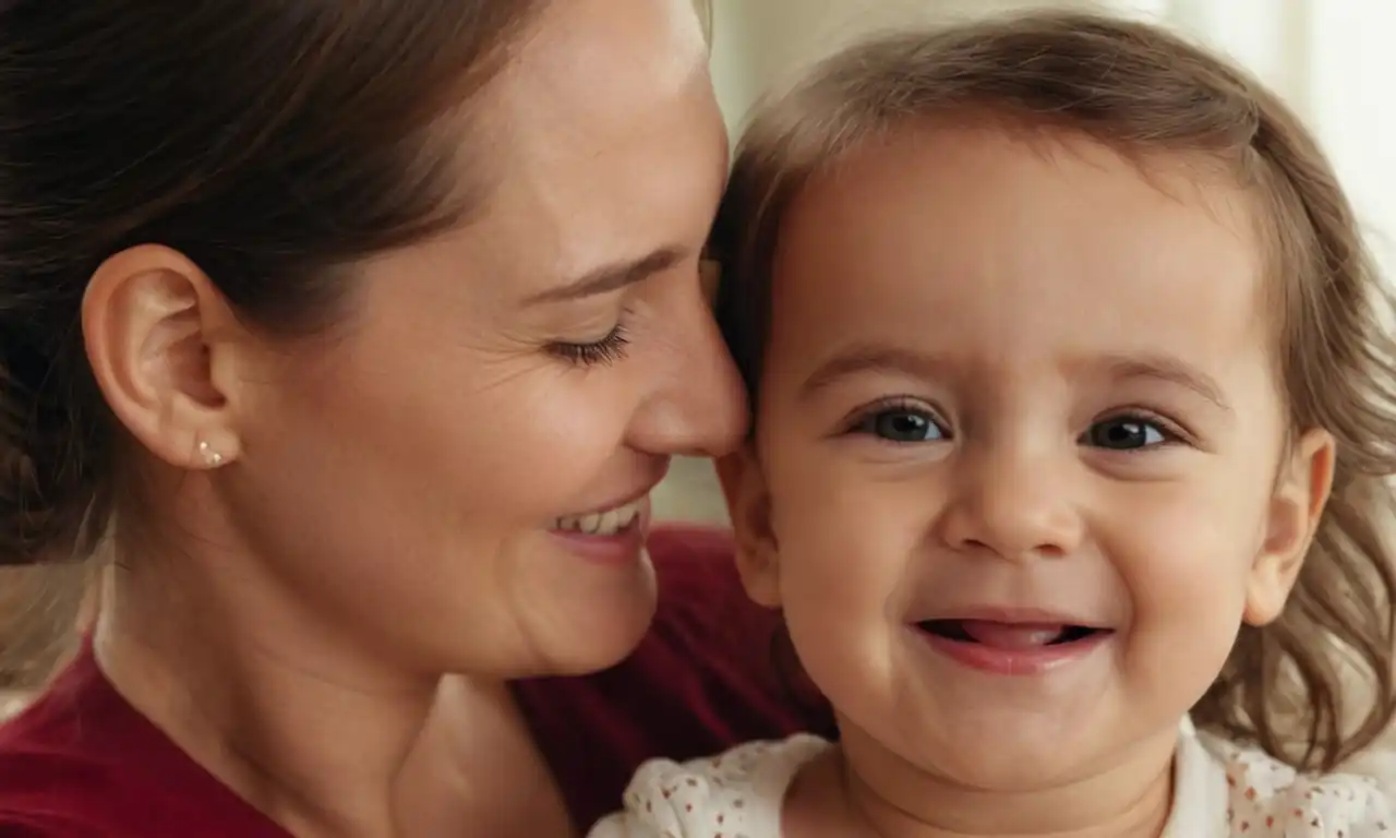 Un bebé sonriente con un adulto semejante en primer plano