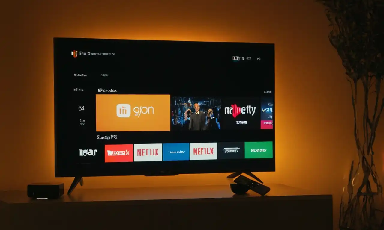 Dispositivo Fire TV con contenido primavideo en fondo oscuro